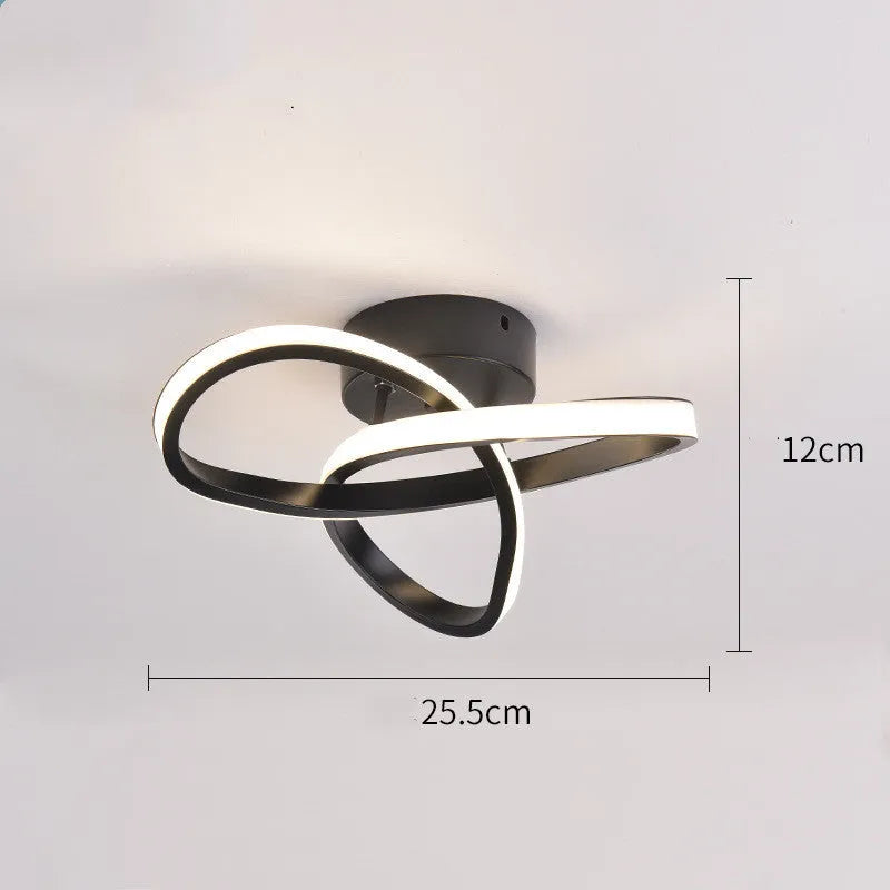 Aluminum ceiling light 280x210x60mm LED for corridor and entrance in black finish special-shaped shade