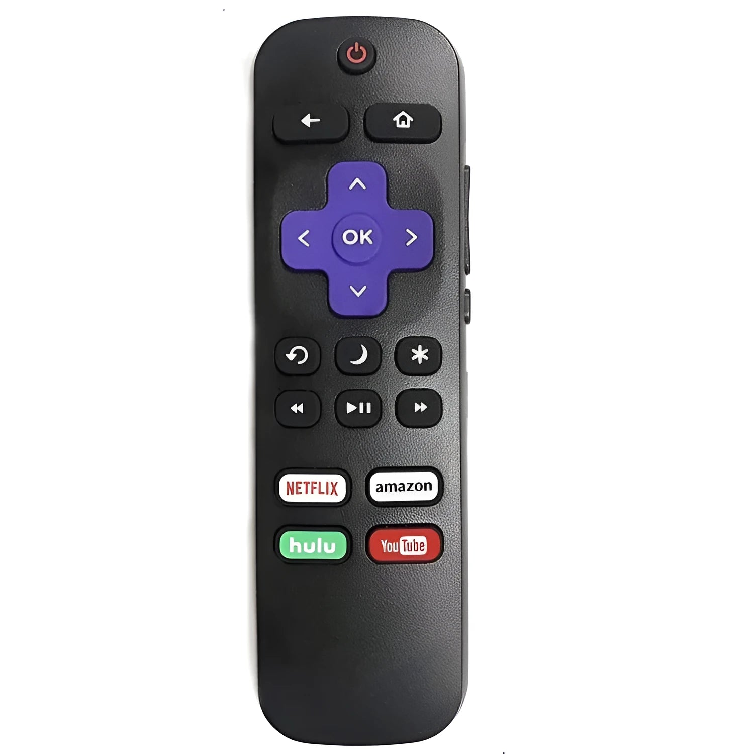 Black Roku TV remote control with infrared technology and 8-metre range