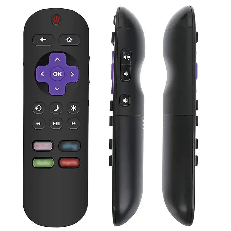 Black Roku TV remote control with infrared technology and 8-metre range