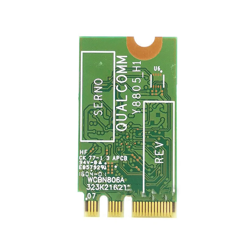 QCNFA435 NGFF M2 802.11ac wireless network card in green, with dual-band and Bluetooth support