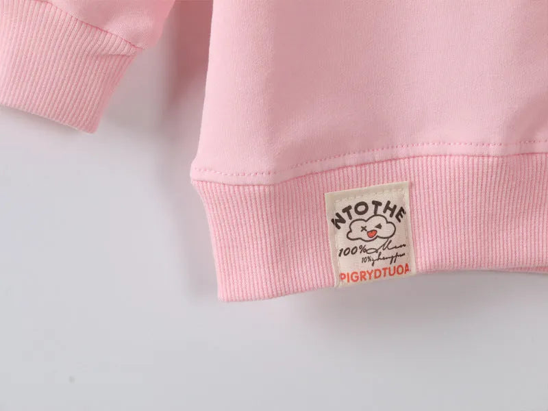 Korean style baby girl's autumn sweatshirt with cartoon pattern in soft fabric, available sizes 70cm 80cm 90cm 100cm
