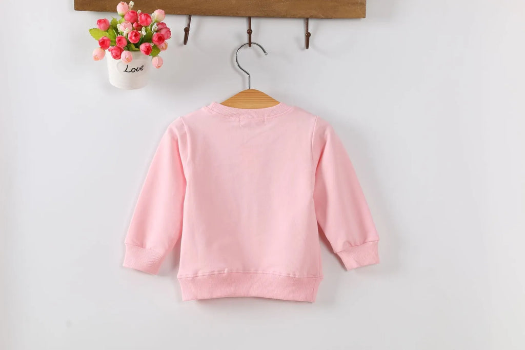Korean style baby girl's autumn sweatshirt with cartoon pattern in soft fabric, available sizes 70cm 80cm 90cm 100cm