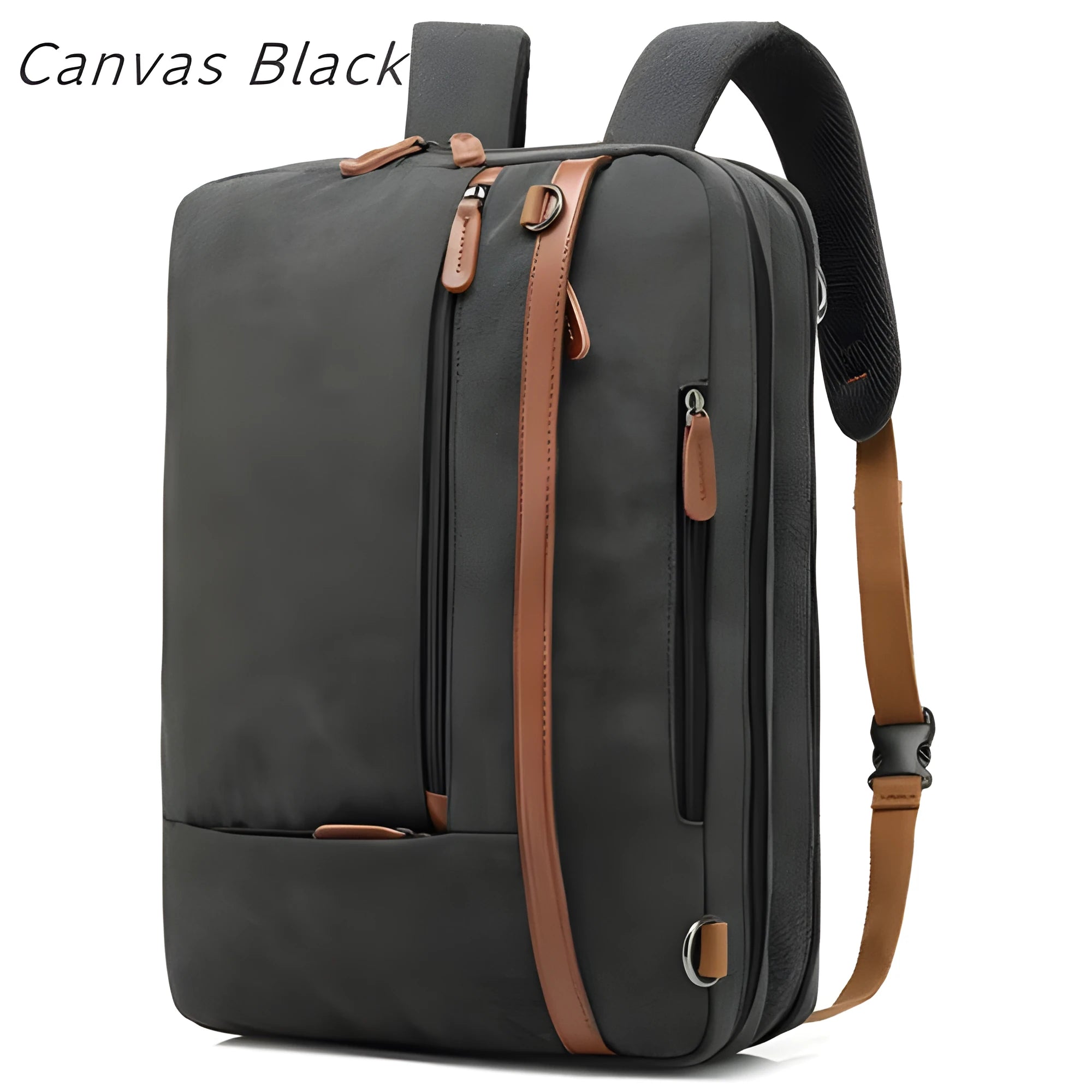 Nylon canvas laptop backpack with 20-35L capacity for 17.3-inch computer in grey colour