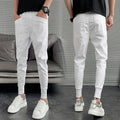 Slim trousers solid colour Harlan trousers mid waist tether closure polyester fabric black colour front view