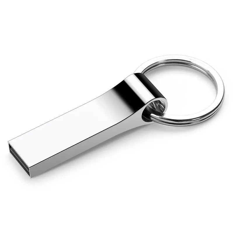 Silver 32GB USB 2.0 metal U Disk with necklace attachment and write protection switch