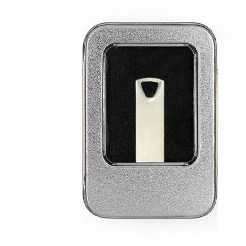 Silver 32GB USB 2.0 metal U Disk with necklace attachment and write protection switch