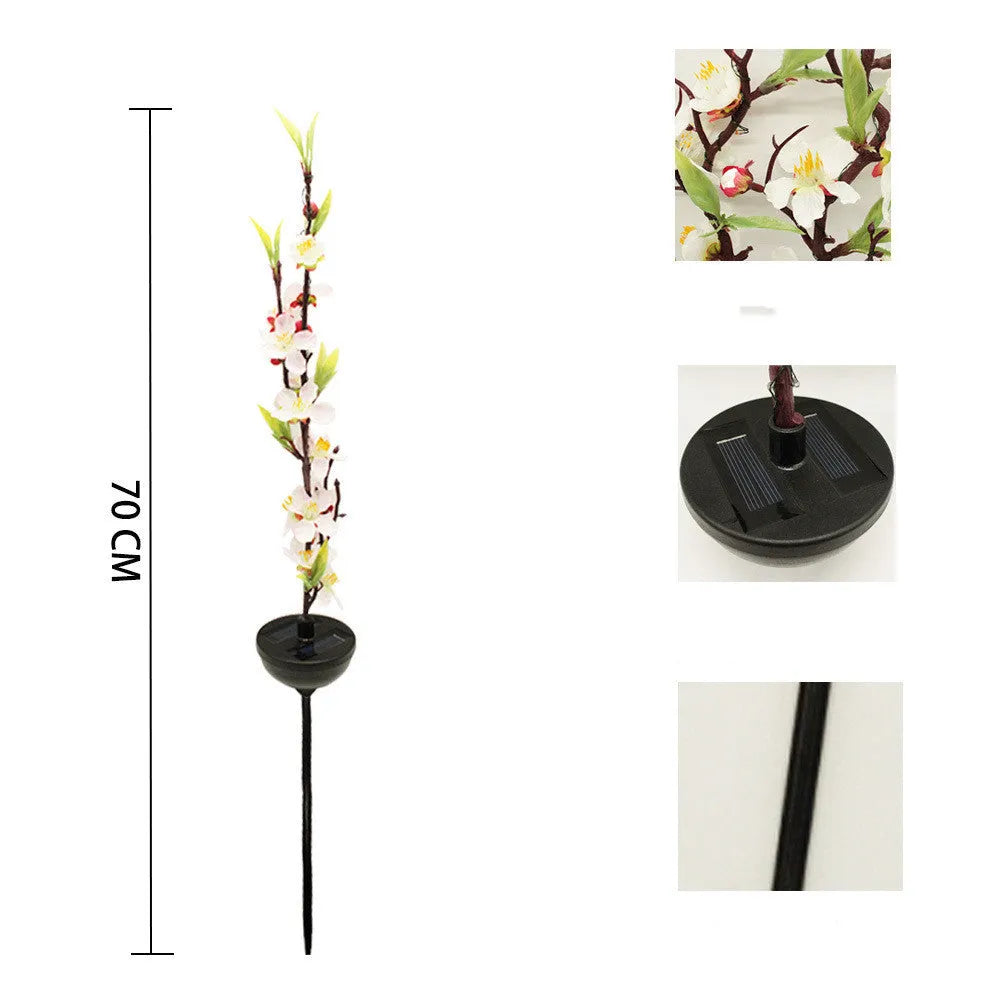 Solar-powered outdoor cherry blossom tree decorative light with ground stake