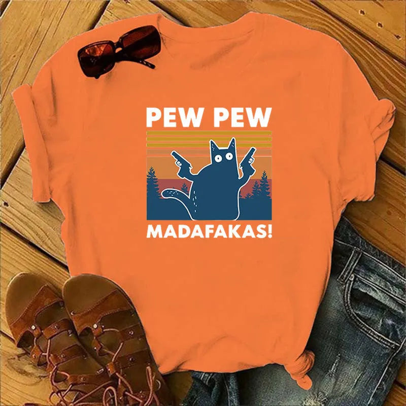 Short sleeve loose-fitting T-shirt with printed streetwear design in multiple colour options