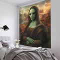 Machine woven polyester rectangle alien tapestry in American style, size 150x130 cm, design variant shown