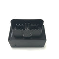 Black OBD GPS locator, 50x26x38mm, with 16PIN OBDII interface and built-in antennas, for vehicle tracking.