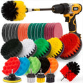 37-piece brush cleaning combo set with round disc brushes, high temperature PP bristles, 100mm diameter, colourful design