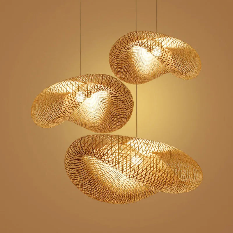 Bamboo chandelier ceiling light with traditional Chinese Zen design, 40cm diameter