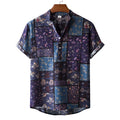 Men's casual floral short sleeve shirt with lapel collar in lightweight polyester fabric, multiple colours available