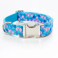Blue polyester mermaid pet collar with plastic clip closure, shown on white background