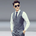 Men's work suit vest in black viscose blend fabric plain weave for office use