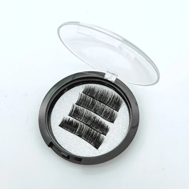 Black glue-free magnetic false eyelashes with three magnetic points, chemical fibre, two pairs
