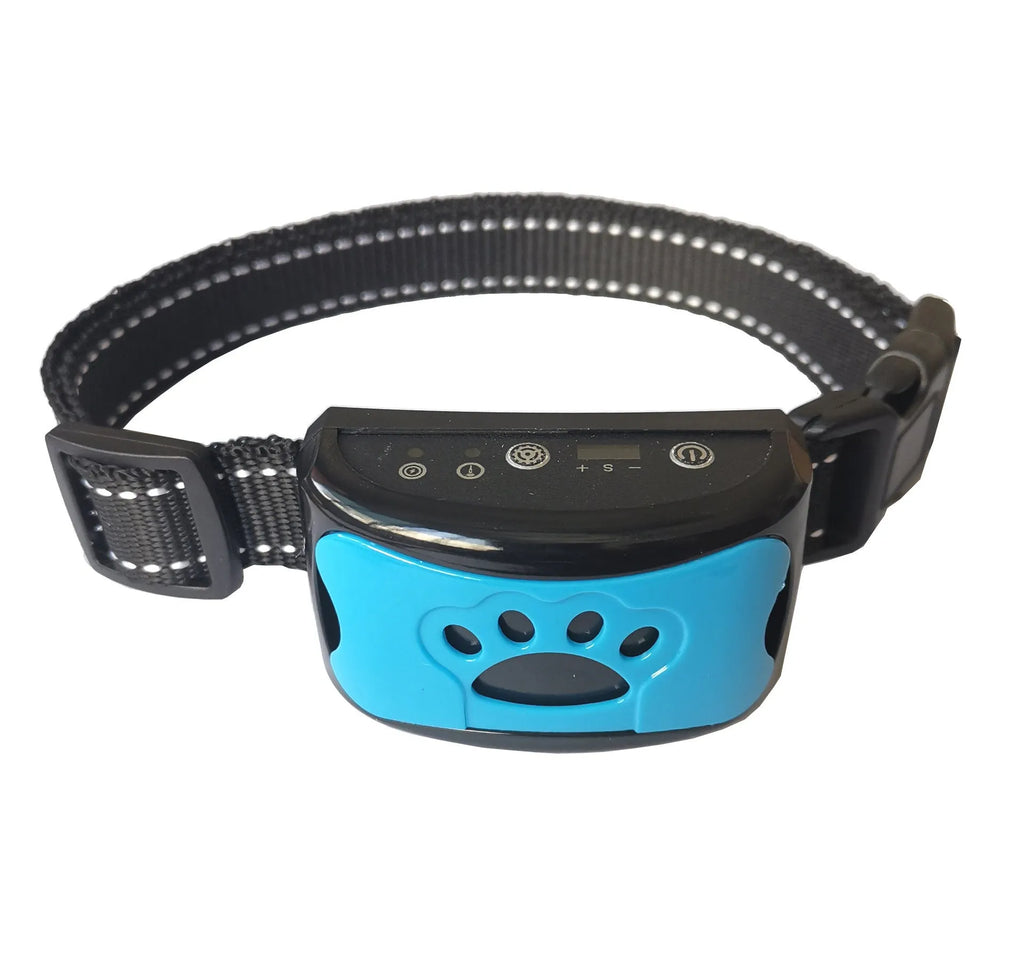 Waterproof remote dog training collar with shock vibration sound modes, rechargeable, adjustable nylon strap, yellow blue purple black orange
