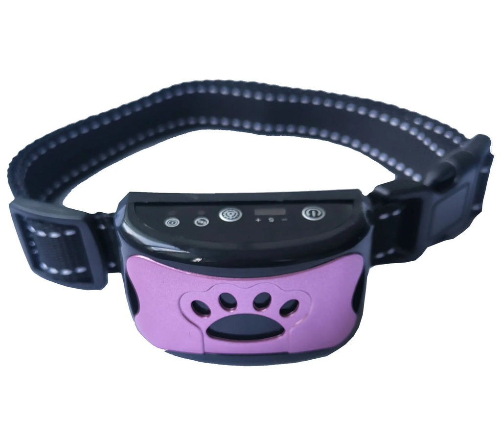 Waterproof remote dog training collar with shock vibration sound modes, rechargeable, adjustable nylon strap, yellow blue purple black orange