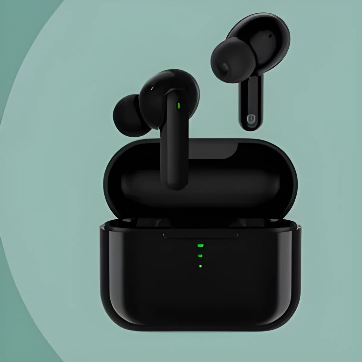 In-ear wireless Bluetooth headset with dual microphone noise reduction, magnetic charging case, black colour