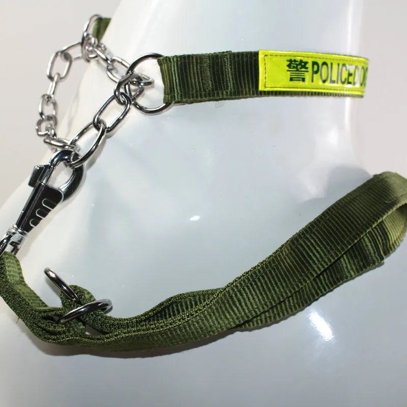 Reflective PP dog training traction rope in black and green colour options for large dog control
