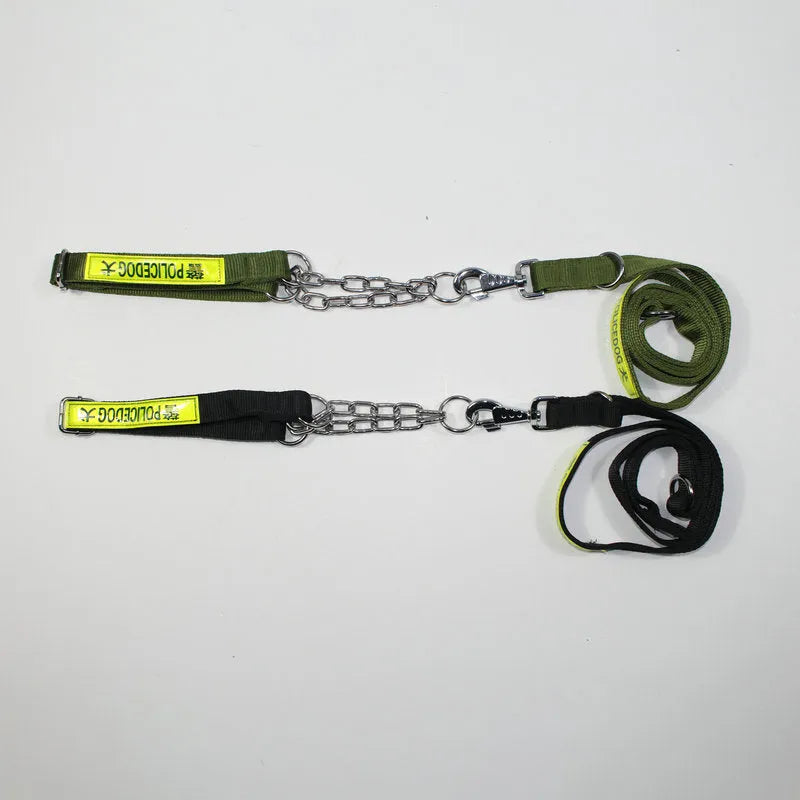 Reflective PP dog training traction rope in black and green colour options for large dog control