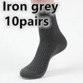 Men's bamboo fibre business socks in a small square pattern, shown in navy blue colour.