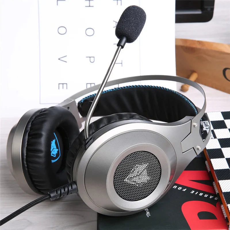 Black wired USB computer headset with microphone and over-ear design