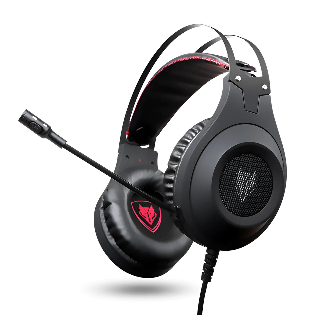 Black wired USB computer headset with microphone and over-ear design