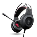 Black wired USB computer headset with microphone and over-ear design