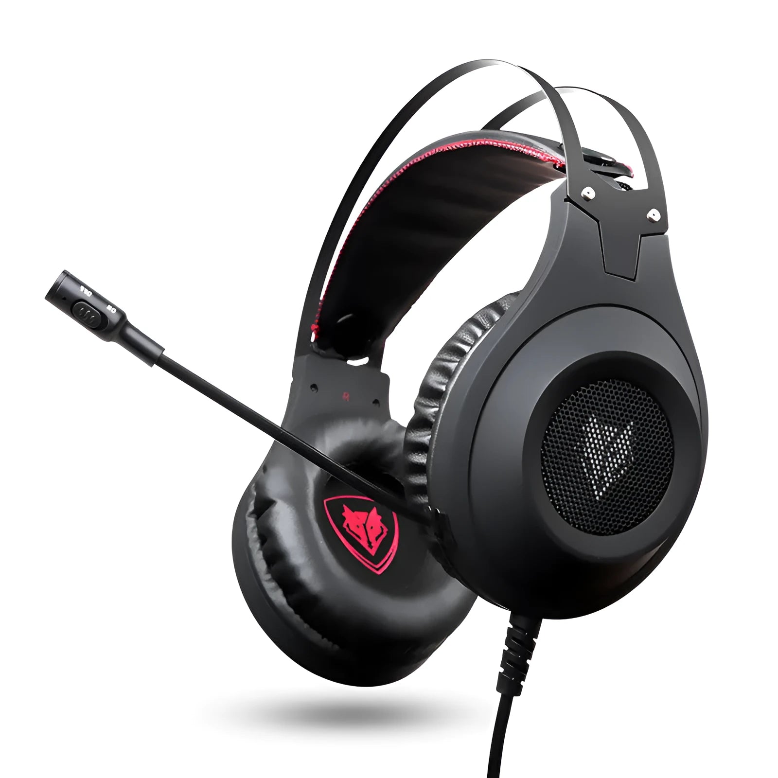 Black wired USB computer headset with microphone and over-ear design