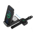 Foldable three-in-one wireless charger for iPhone, Apple Watch and AirPods with magnetic phone holder in black