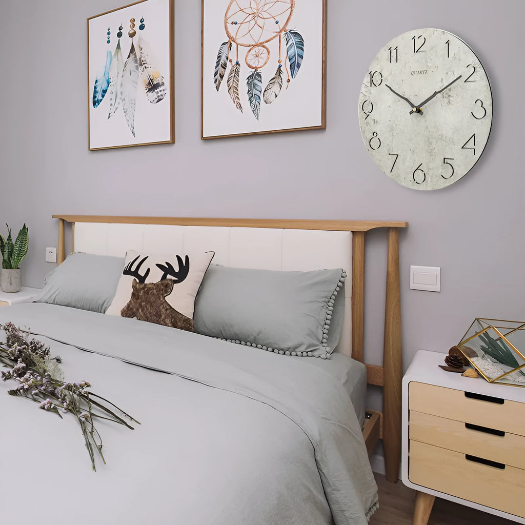 Modern grey European style wall clock with single-sided design for room decoration