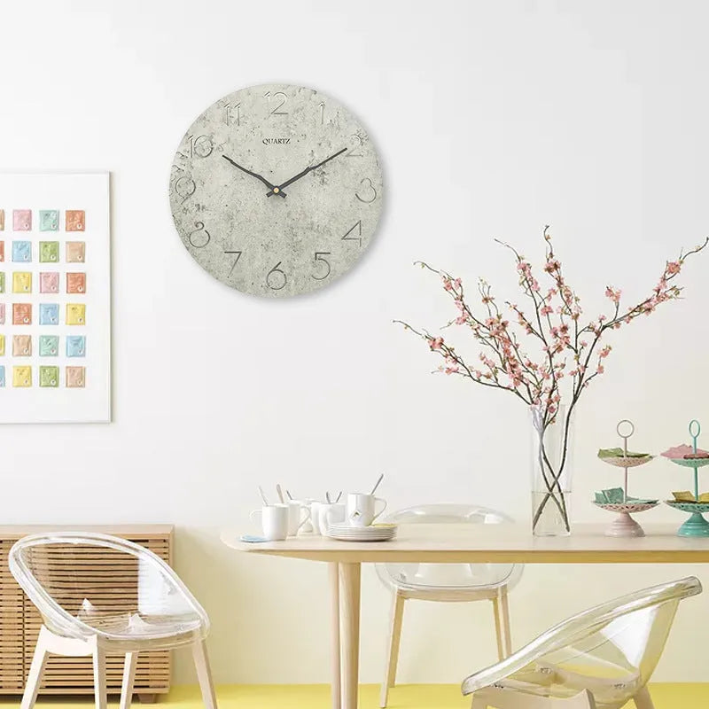 Modern grey European style wall clock with single-sided design for room decoration