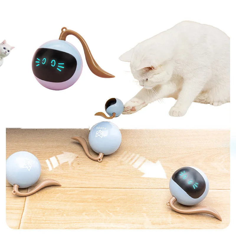 Pet Smart Interactive Colorful LED Rotating Ball for cats, ABS PVC, 48mm ball diameter, black