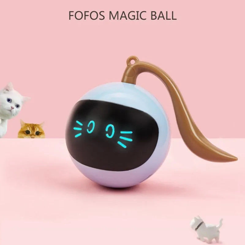 Pet Smart Interactive Colorful LED Rotating Ball for cats, ABS PVC, 48mm ball diameter, black
