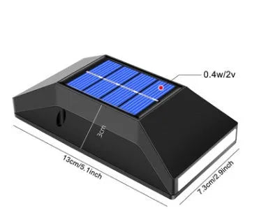Compact solar-powered wall light with 6LEDs for outdoor staircase or pathway illumination