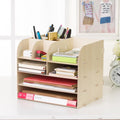 Korean style wooden desk storage box with four floors and 16 compartments