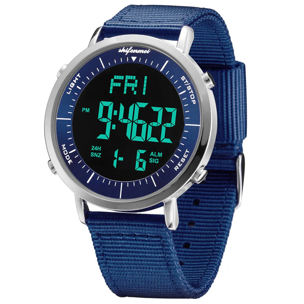 Shifenmei digital sports watch with 10m waterproof rating and casual style