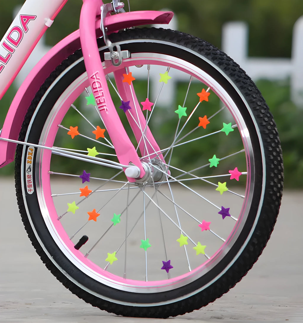 Children's bicycle decoration set with about 35 mixed-colour plastic resin pieces for outdoor cycling use