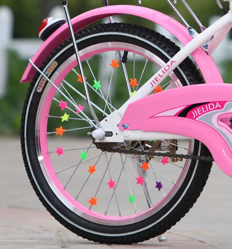 Children's bicycle decoration set with about 35 mixed-colour plastic resin pieces for outdoor cycling use
