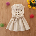Sleeveless cotton A-line princess dress for a young girl, shown in pink.