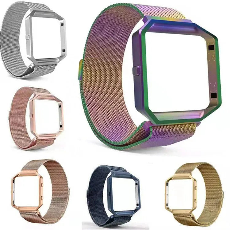 23mm Milanese mesh stainless steel replacement wristband for Fitbit Blaze watch in silver