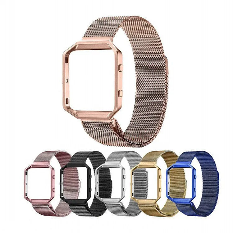 23mm Milanese mesh stainless steel replacement wristband for Fitbit Blaze watch in silver
