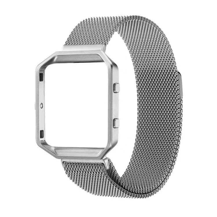 23mm Milanese mesh stainless steel replacement wristband for Fitbit Blaze watch in silver