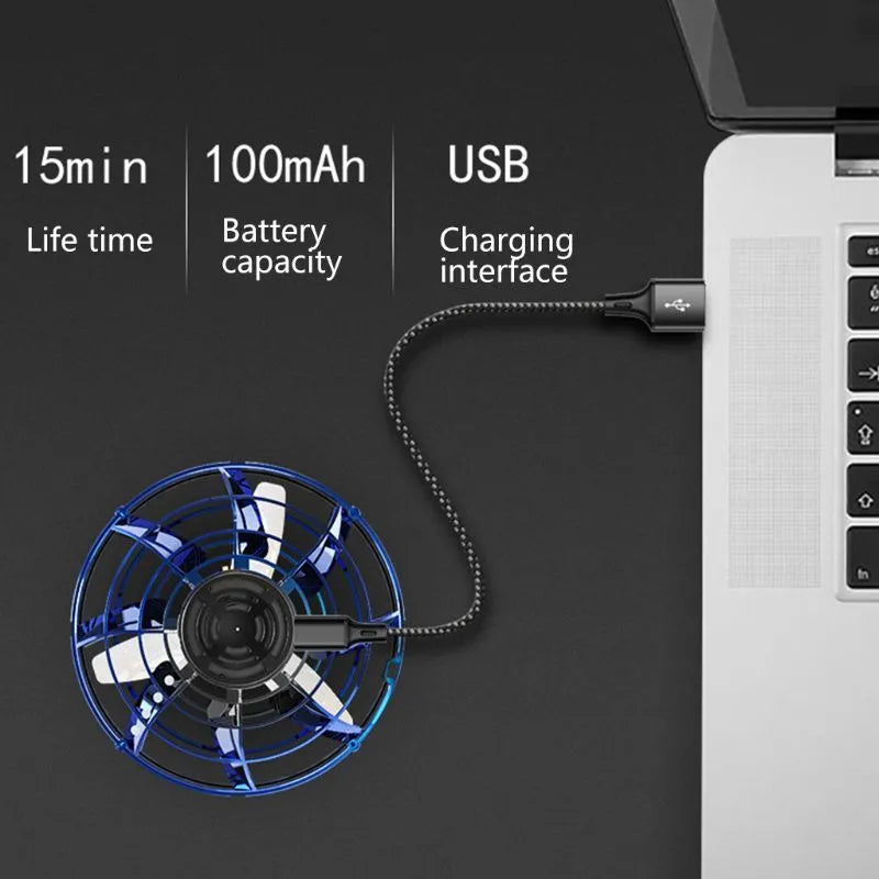 Rotating Flying Gyro Aircraft Induction Drone Toy for Youth Aged 15-35, Manual Control, Electric, Multifunctional, Blue, 4x8cm, Plastic, Choice of 1/2/4 Pieces