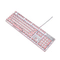 Technology Xinmeng Queen Lipstick mechanical keyboard with green switches, silver base, and pink keycaps