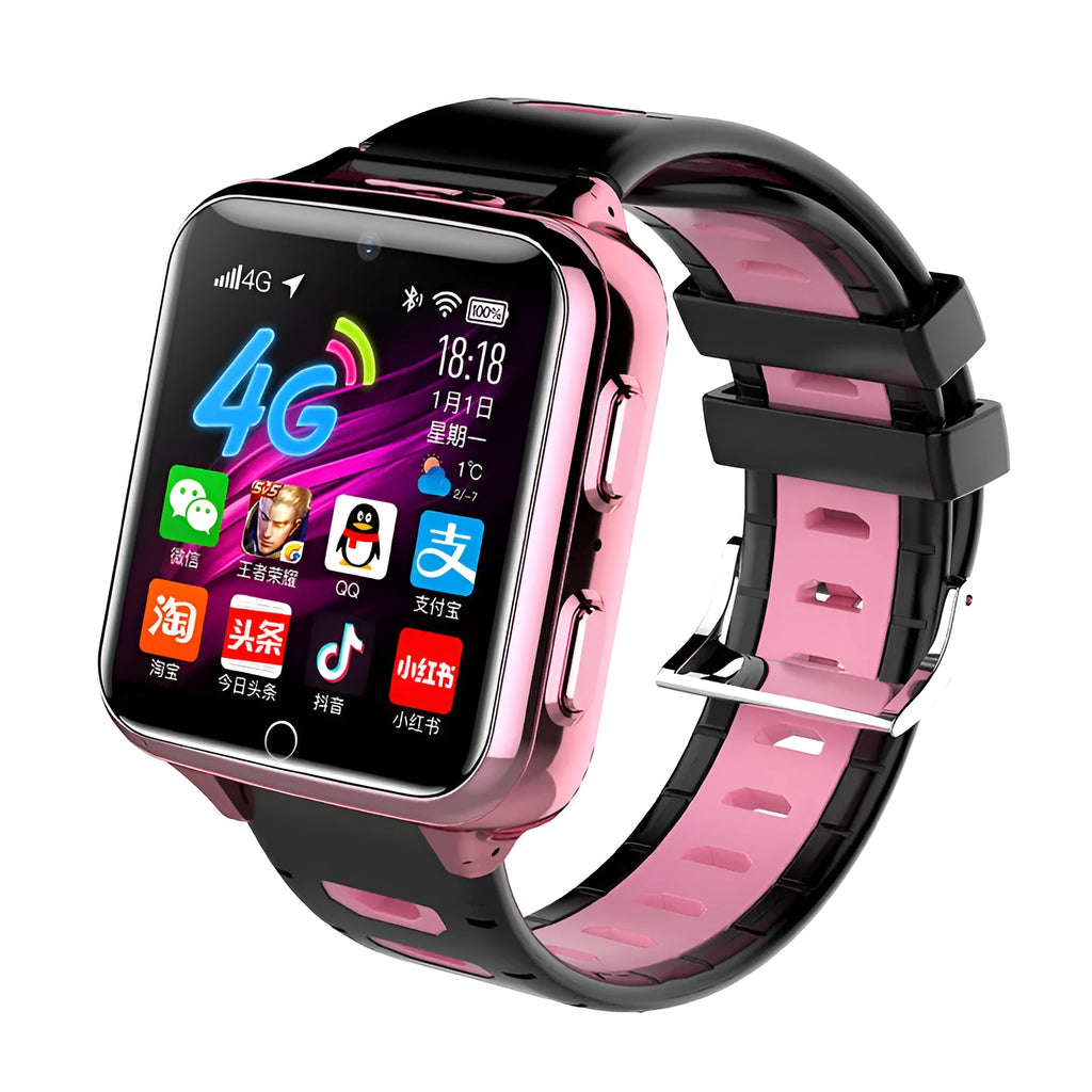 Children's smart watch with coloured silicone strap and 1.54-inch touchscreen display