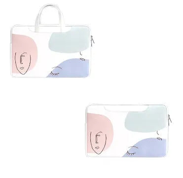 Blue waterproof PU leather laptop bag for a 15.6-inch notebook with a soft handle.