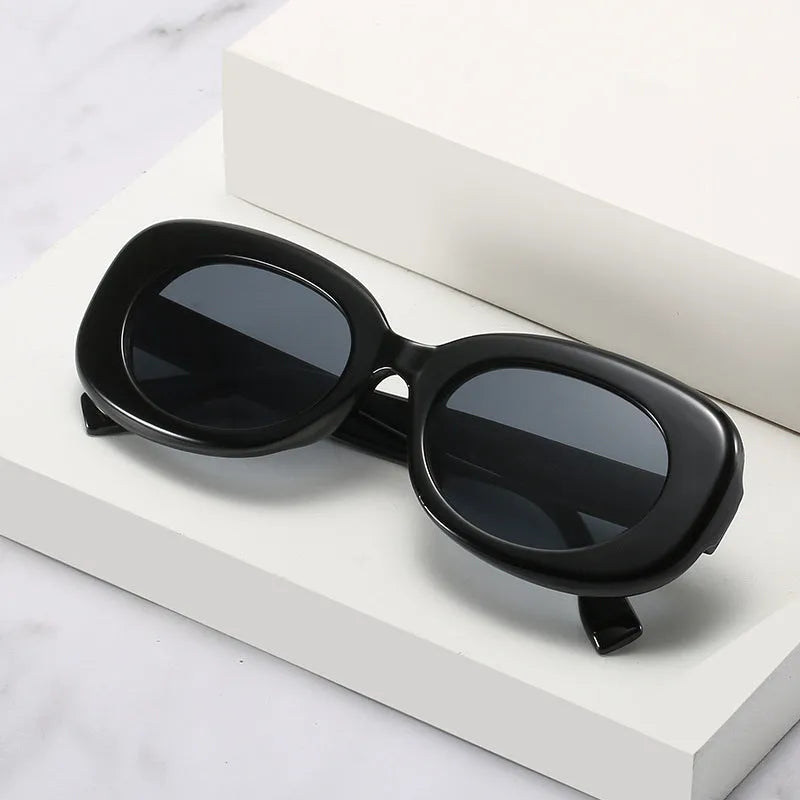 Women's oval sunglasses with PC frame and AC lenses, UV400, shown in seven colour options