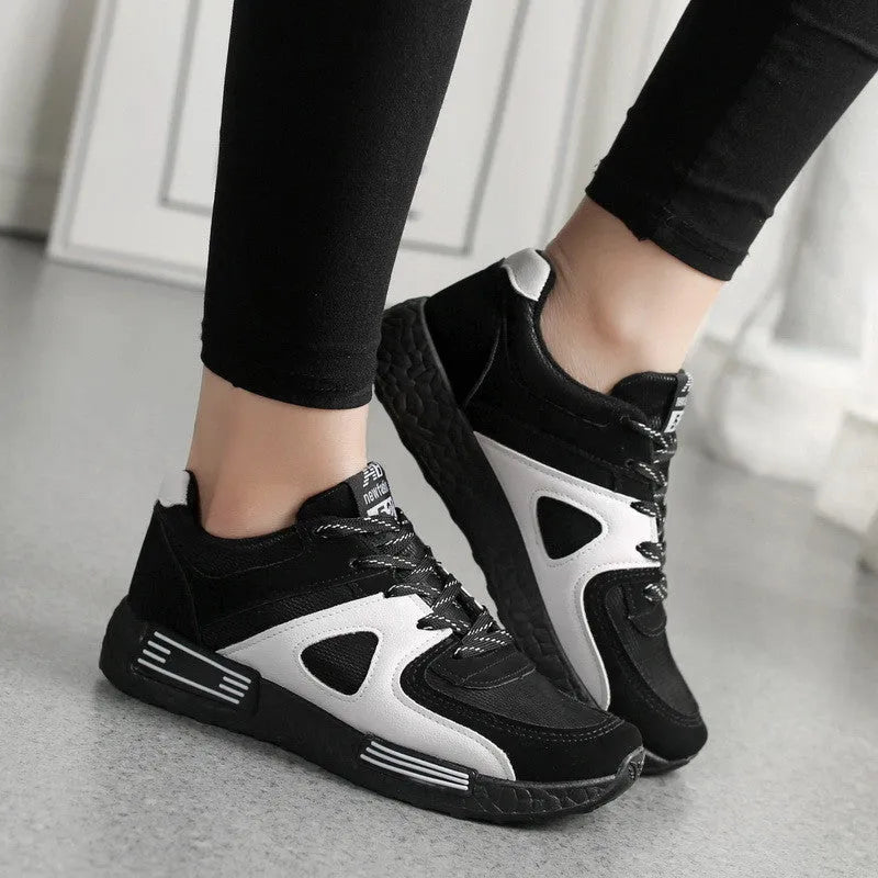 Women's breathable cross strap sneakers with low heel and non-slip sole